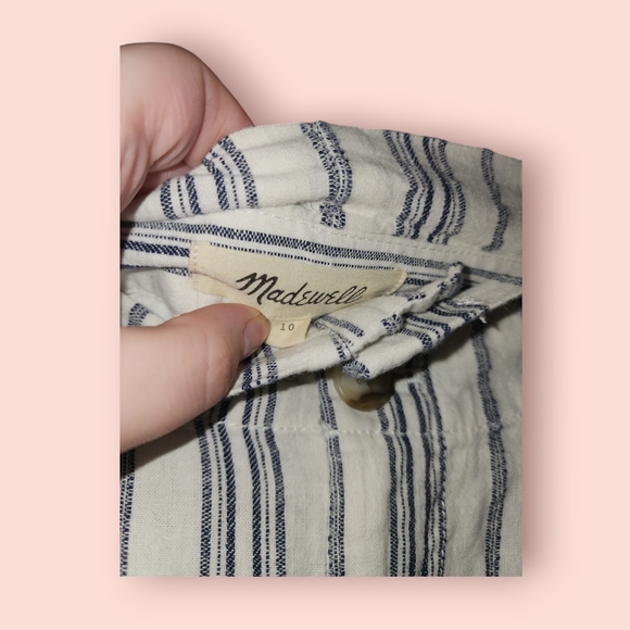 Madewell Linen-Cotton Paperbag Pants in Dark Baltic Stripe - Picture 3 of 3